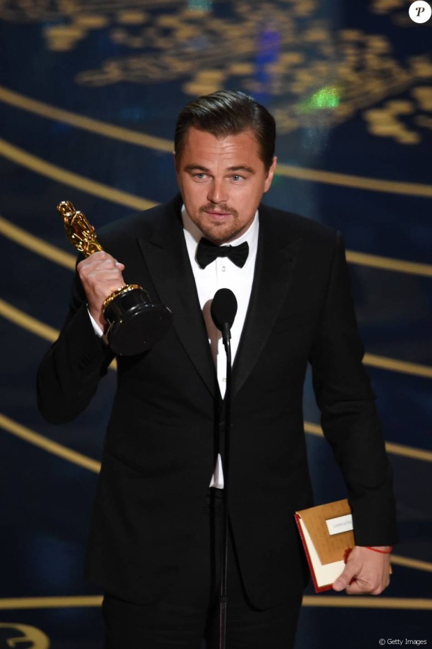 Leonardo DiCaprio em seu discurso no Oscar 2016.